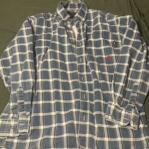 Forge FR men’s large Blue and White Plaid Long Sleeve Shirt